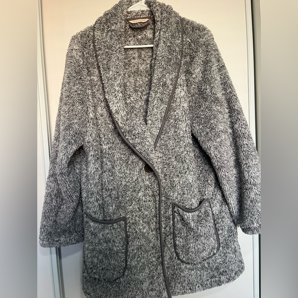 Soft Surroundings Womens XL Most Wonderful Cardigan Gray Cozy Plush‎ Lounge - Picture 2 of 5